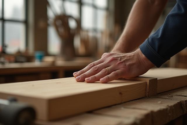 En håndverker som utfører fintrearbeid i et lyst verksted